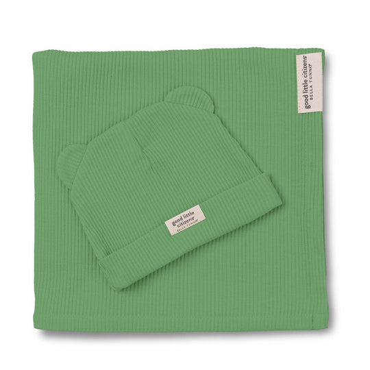 Sea Foam Rib Swaddle & Beanie Set banner