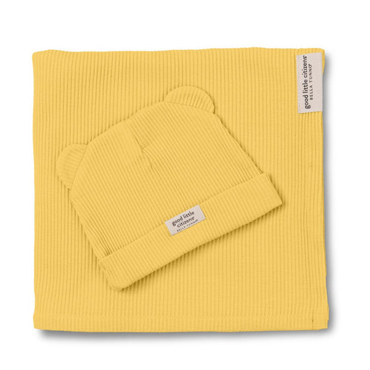 Sunshine Rib Swaddle & Beanie Set banner